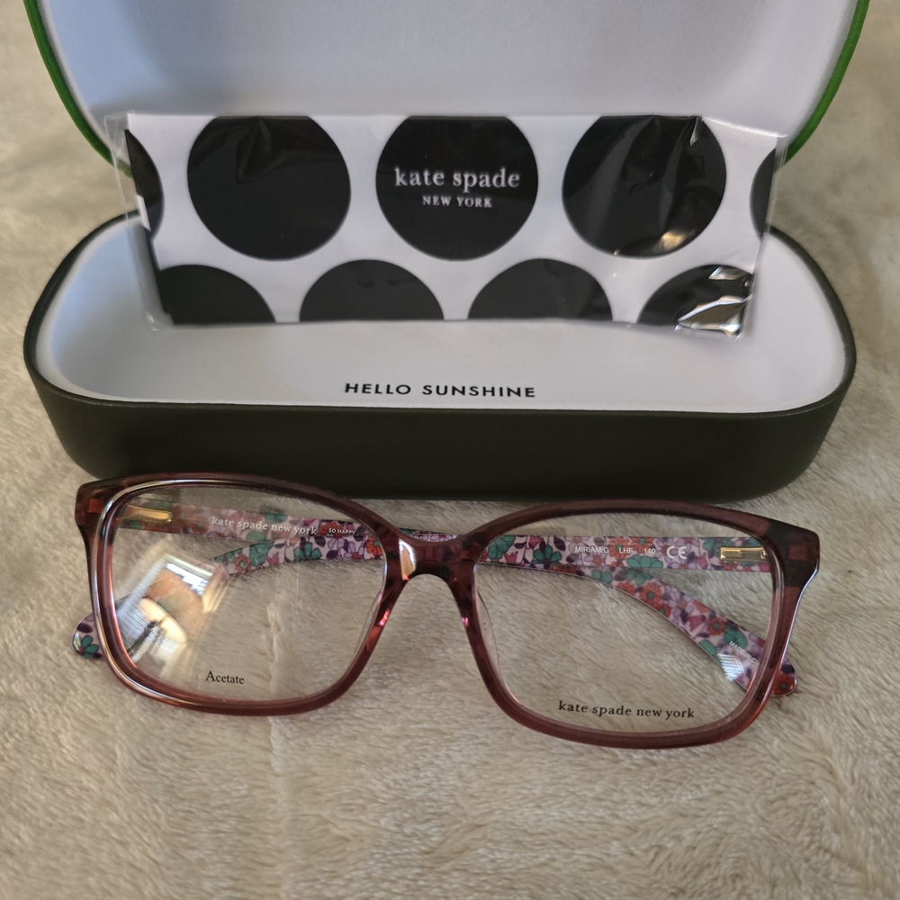 ✨️NEW Kate Spade MIRIAM/G LHF Eyeglasses – Opal Burgundy with Floral Temples✨️